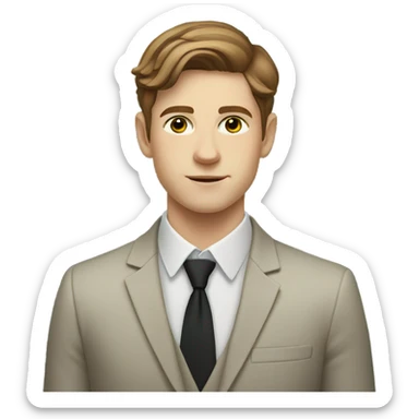 Young men with white skin and brown hair in formal portrait in nature sticker