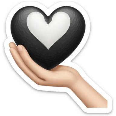  black and white heart in hand sticker