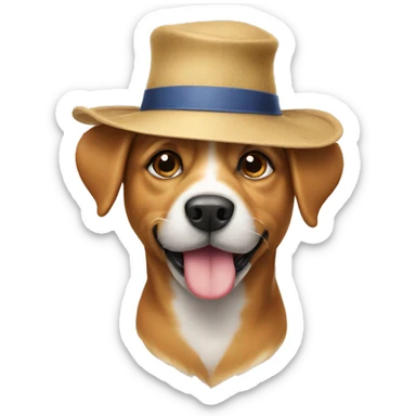 a dog with a hat sticker