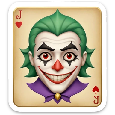 1 poker card, perfectly squared card, with crazy colorful human jolly joker inside, magic star symbol with a "J" sticker