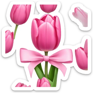 Pink tulips with a bow sticker