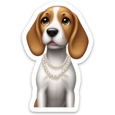 Beagle girl with a pearl necklace sticker