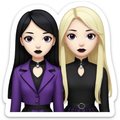 Asian girl black hair and blonde white girl dressed goth sticker