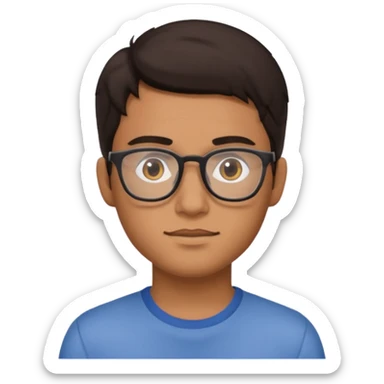 chico joven cabello marron oscuro con lentes estilo ios 18 sticker