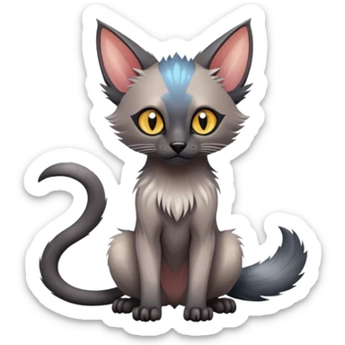 Colorful exotic tropical shiny Fantasy-Siamese-Fakémon-Lykoi-feline-hybrid (full body) sticker