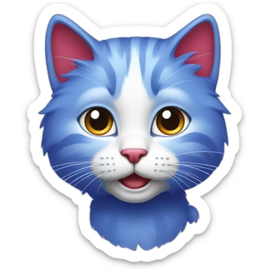 cat bleu avec des cheveux rouge et violet sticker