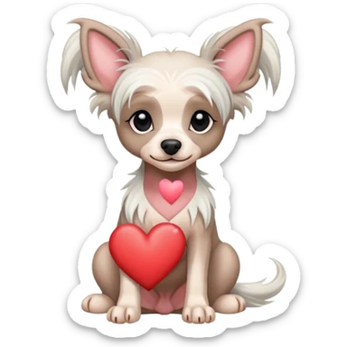 Chinese crested dog heart sticker