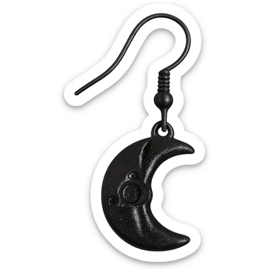 Isolate and keep only the realistic goth earring with black crescent moon, remove the background entirely. sticker
