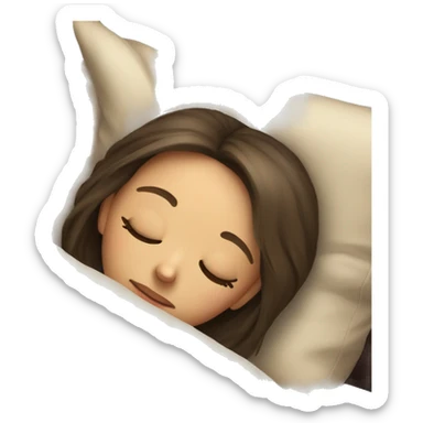 Brunette girl with blonde hair at the bottom sleeping cozy sticker