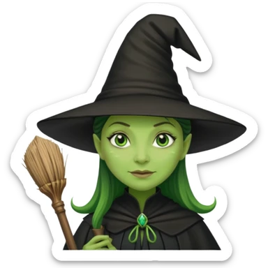 elphaba wicked witch with broom close up sticker