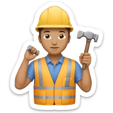 mach mir einen bauarbeiter von hinten der die rechte hand gehoben hat mit einem hammer drinnen sticker