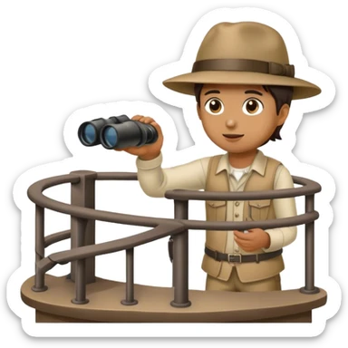 Person looking out with binoculars from a watchtower sticker