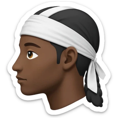 Emoji of a black Moor’s head in profile, facing left, with a white headband above the eyes. Flat, clean, minimal, no background. Inspired by the Corsican flag.  sticker