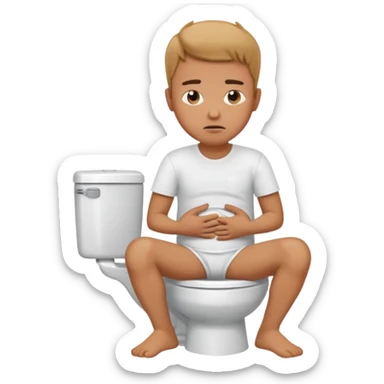 Man siting in a toilet bowl for diarrhea  sticker