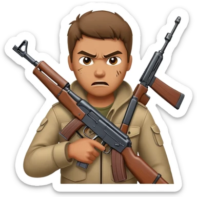  he has an ak-47 and is really angry  sticker