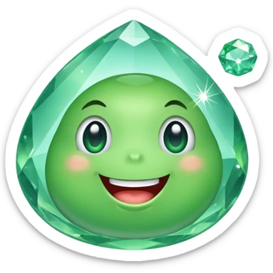 happy blob holding a large diamond sticker