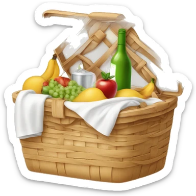 beautiful white picnic basket filled with romantic summer foods with a Summer Core sticker