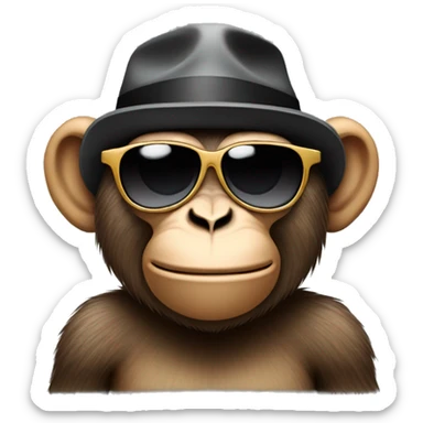 monkey with hat and sunglasses sticker
