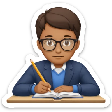 a man studying hard sticker