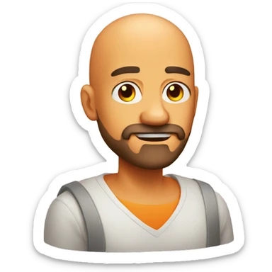 bald man with orange beard and shrugging his shoulders sticker