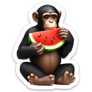 Chimpanzee eating a watermelon  sticker
