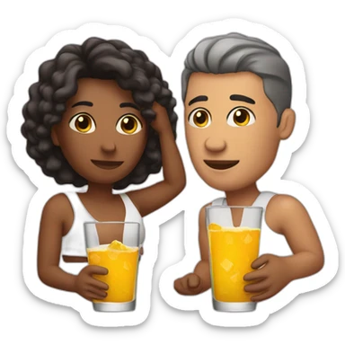 a couple closeup drinking tequila sticker