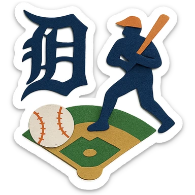 Detroit Tigers baseball scene sticker