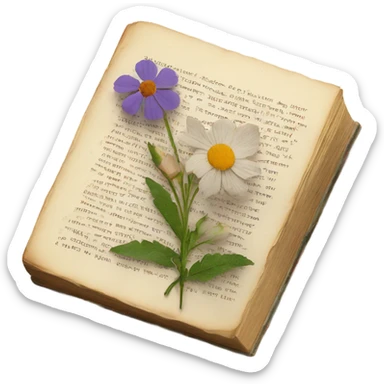 book with some pressed flowers on the pages realistic flowers pressing sticker