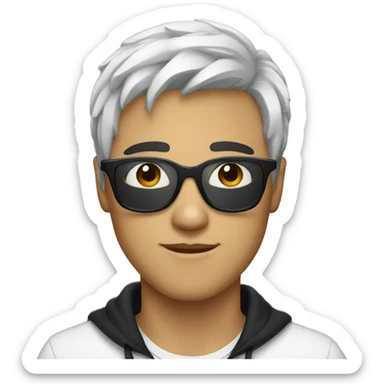 young men with dark glasses with dark and white hair sticker