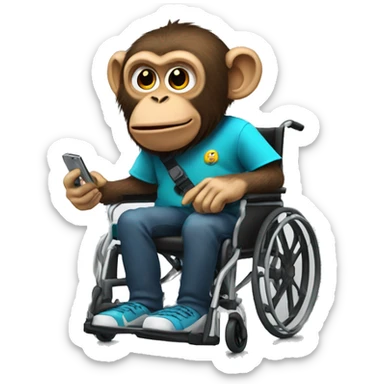 Monkey in a wheelchair playing xbox  sticker