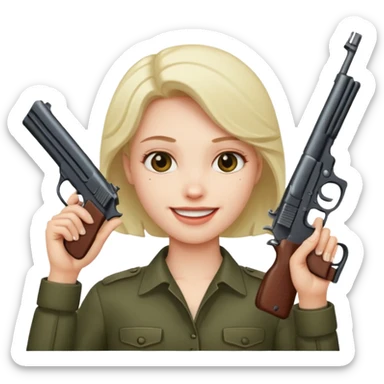 Gun to head while smiling sticker
