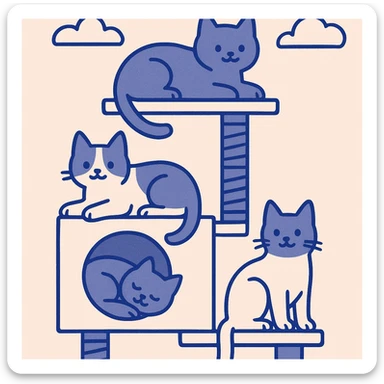 cats relaxing in a vertical playhouse sticker