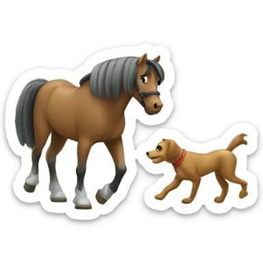 A horse and a dog Walking in the Forest🌳  sticker