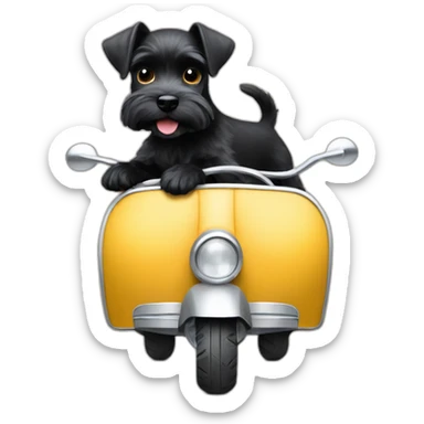 Miniature black Schnauzer driving a vespa sticker
