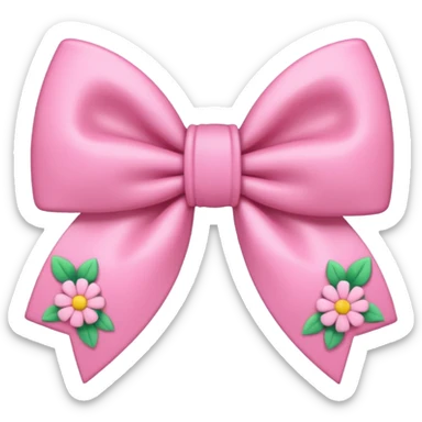 pink cute aesthetic bow with flowers no background sticker