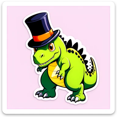 Dinosaur  with top hat￼ sticker