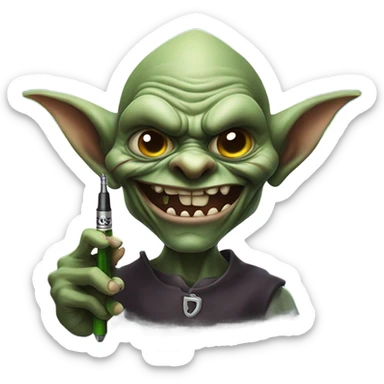 evil goblin vaping sticker