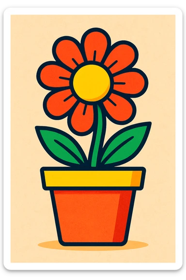 flowerpot vibrant cartoon style sticker