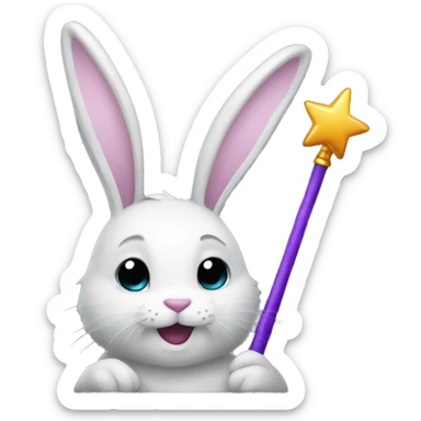 a rabbit with a magic wand sticker