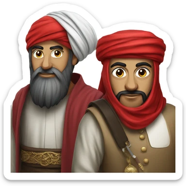 A caliph with turban and red clothes hacker sticker