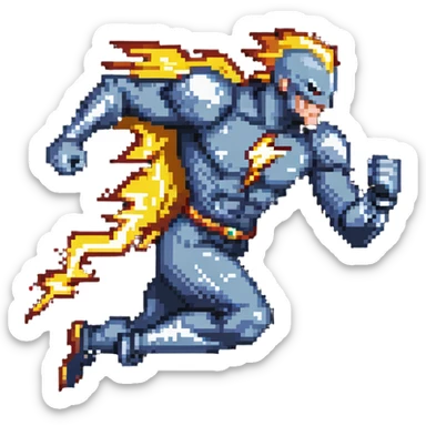 Reverse Flash speedster villain running with lightning sticker