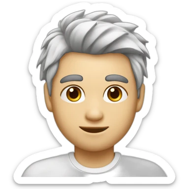 joven piel blanca pelo canoso con gusto atigrado sticker