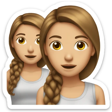 brown haired white girl looking at herself in mirror sticker