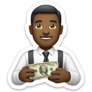 business man giving money sticker