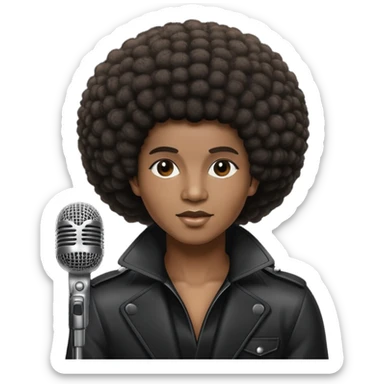 soul music singer with microphone and afro hairstyle sticker