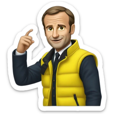 Macron avec un gilet jaune  sticker