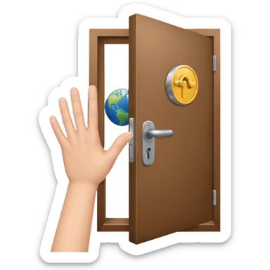hand opening a door to the world representing education as a tool to understand the world sticker