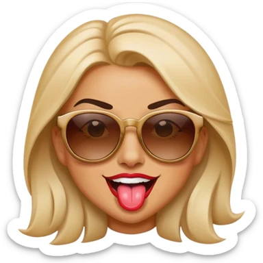 female sunglasses tongue winking sticker