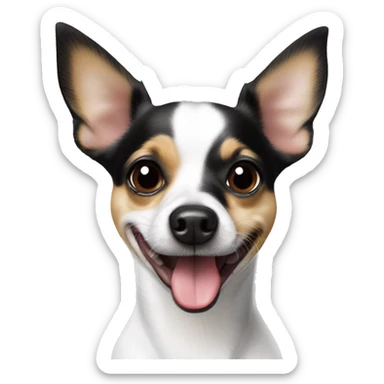 White black pointy ears Jack Russel cross breed chihuahua tongue out sticker