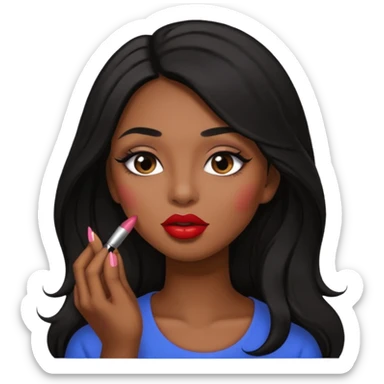 Una niña morena maquillandose con pelo largo sticker